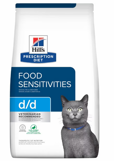 HILL'S - FELINE D/D SKIN SENSITIVITIES "DUCK & GREEN PEA" 3.5LBS/ 貓用食物及皮膚敏感護理配方(鴨肉及碗豆) 3.5磅