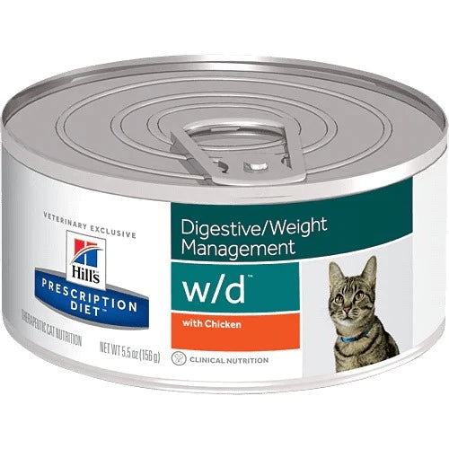 HILL'S - FELINE W/D (DIGESTIVE/WEIGHT MANAGEMENT) WITH "CHICKEN" CANNED 5.5OZ / 貓用多重管理消化及體重及血糖管理獸醫配方罐頭 (雞肉口味)5.5安士