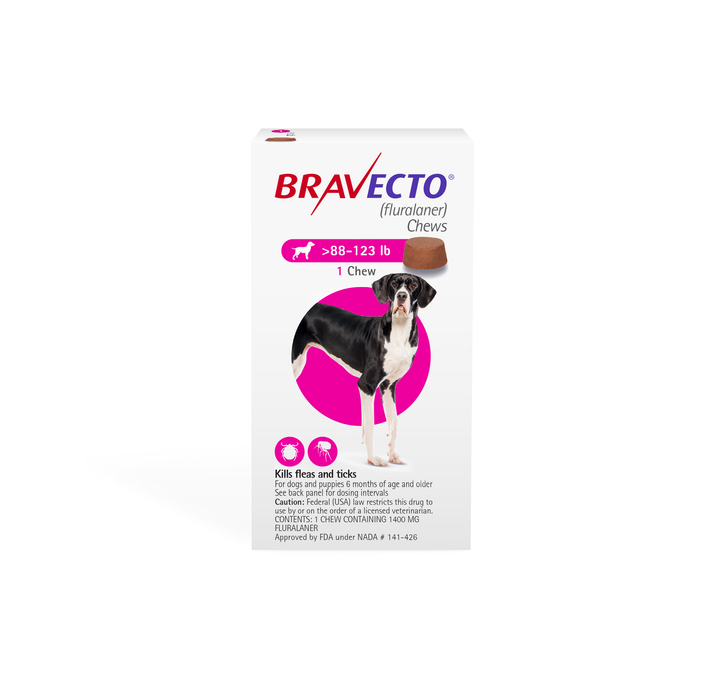 Bravecto Chews For Dogs 40-56kg (Pink)