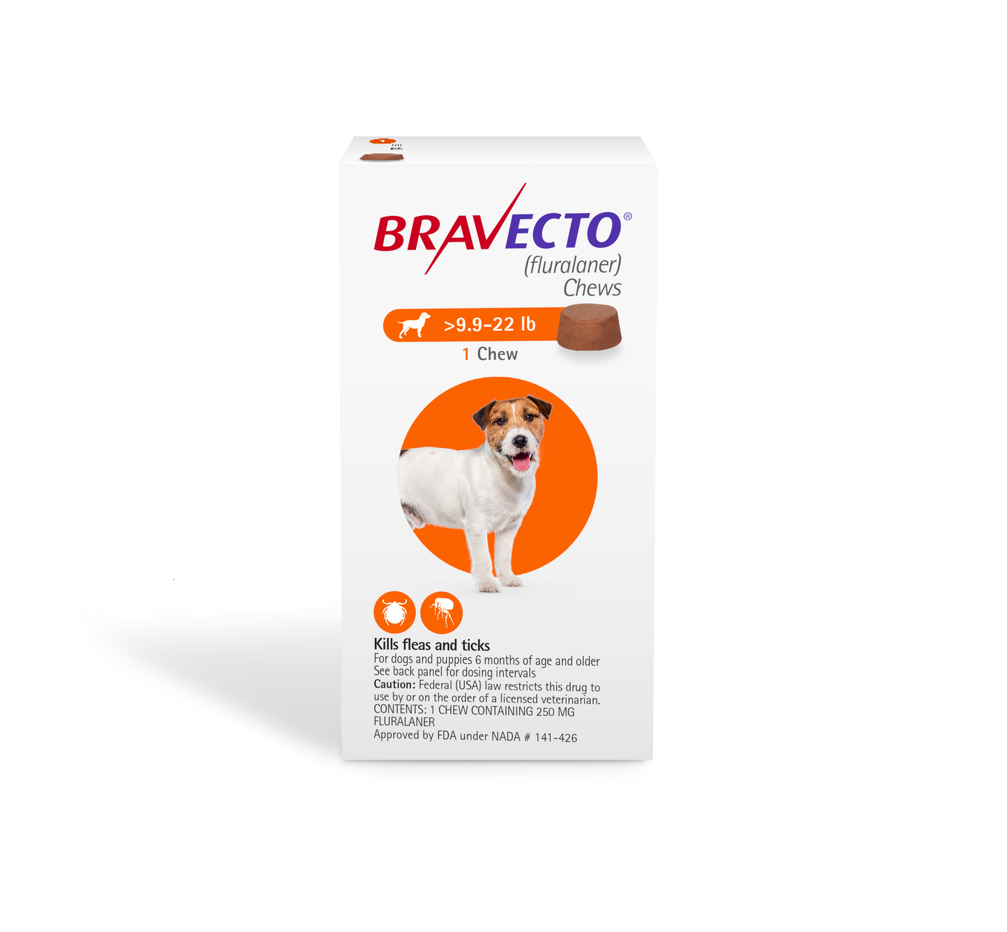 Bravecto Chews For Dogs 4.5-10kg (Orange)