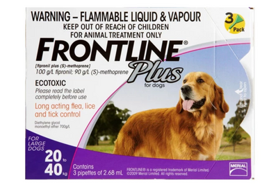 Frontline Plus Dog L 20-40kg (3 Applicators) (Purple)