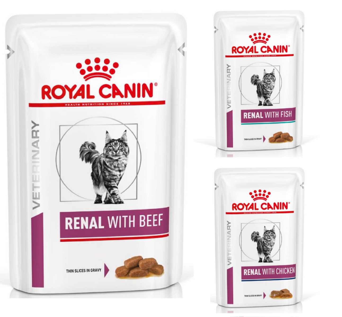 ROYAL CANIN - FELINE RENAL "CHICKEN/TUNA/BEEF" POUCH  / 貓用腎臟配方（雞肉/吞拿魚/牛肉）濕糧