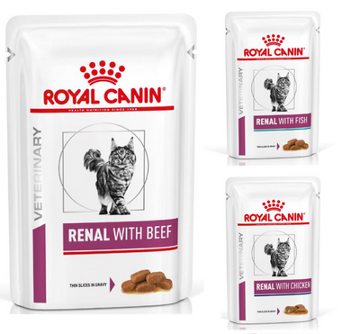 ROYAL CANIN - FELINE RENAL "CHICKEN/TUNA/BEEF" POUCH  / 貓用腎臟配方（雞肉/吞拿魚/牛肉）濕糧