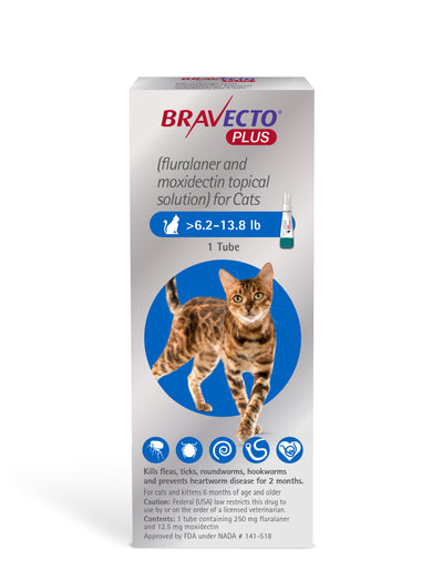 Bravecto Plus Spot-On For Cats 2.8-6.25kg (Blue)